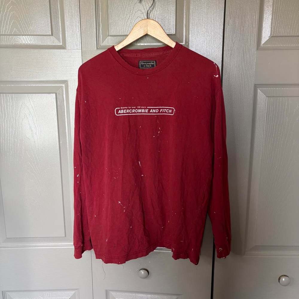 Vintage Abercrombie long sleeve Size L distressed paint long sleeve preppy